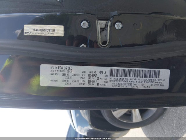 Aukcja sprzedaży 2017 Jeep Compass High Altitude, vin: 1C4NJDEB1HD192389, numer aukcji: 45906260