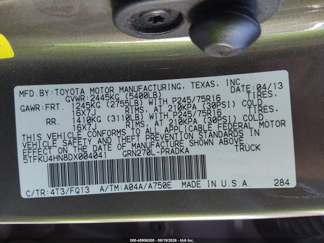 Продажа на аукционе авто 2013 Toyota Tacoma Prerunner V6, vin: 5TFKU4HN8DX004041, номер лота: 45906300