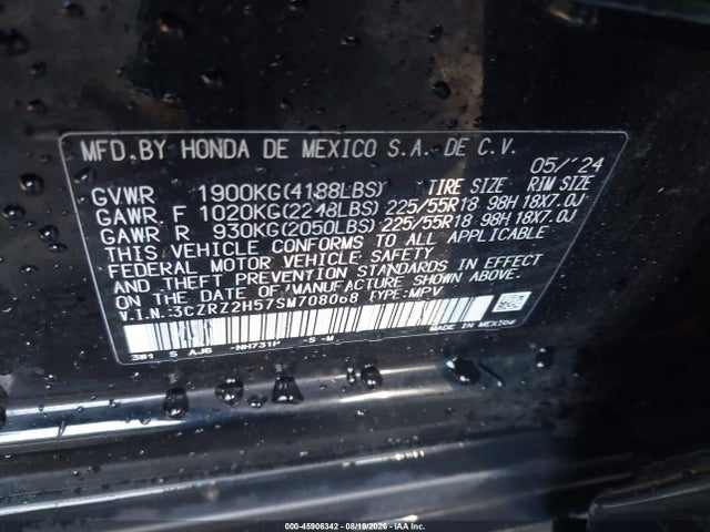 Продаж на аукціоні авто 2025 Honda Hr-v Awd Sport, vin: 3CZRZ2H57SM708068, номер лоту: 45906342