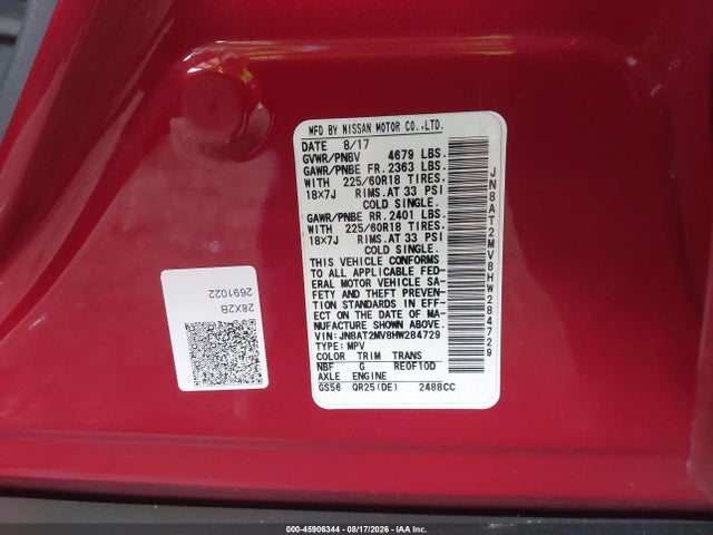 Nissan Rogue Sl 2017 JN8AT2MV8HW284729 Image 9
