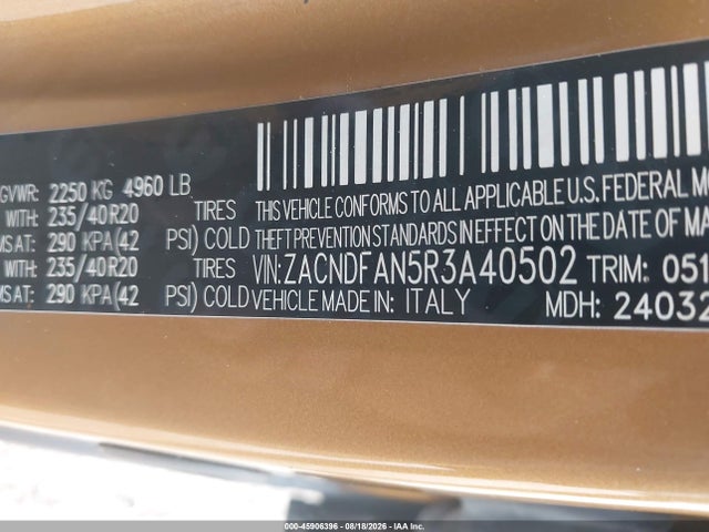 45906396 :رقم المزاد ، ZACNDFAN5R3A40502 vin ، 2024 Dodge Hornet Gt مزاد بيع