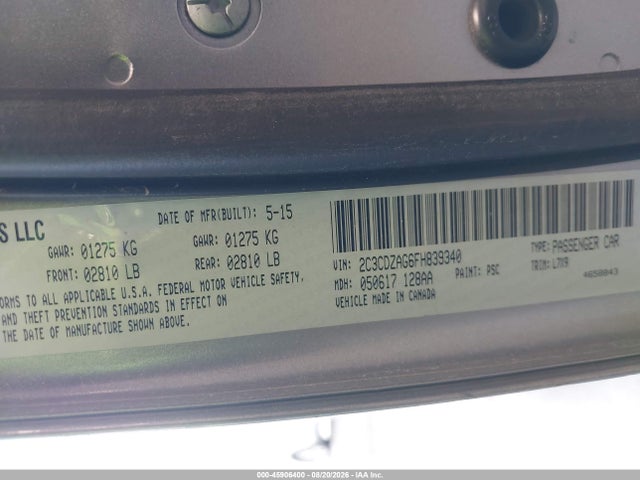Dodge Challenger Sxt 2015 2C3CDZAG6FH839340 Image 9