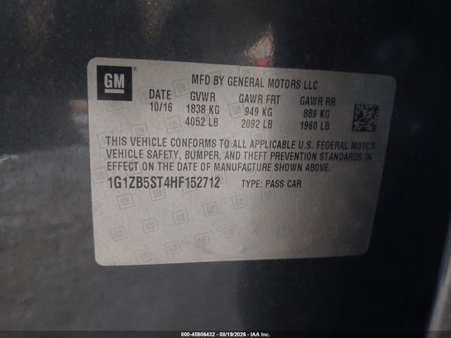 Chevrolet MALIBU LS 2017 1G1ZB5ST4HF152712 Image 9
