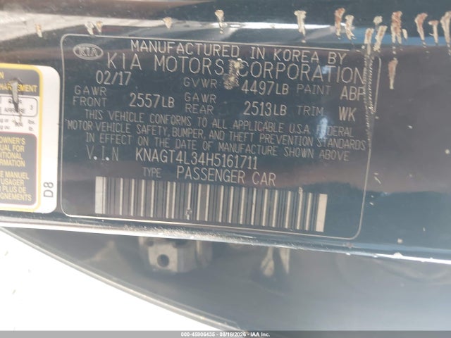 Продаж на аукціоні авто 2017 Kia Optima Lx, vin: KNAGT4L34H5161711, номер лоту: 45906435