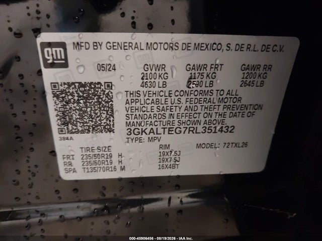 45906456 :رقم المزاد ، 3GKALTEG7RL351432 vin ، 2024 Gmc Terrain Awd Sle مزاد بيع