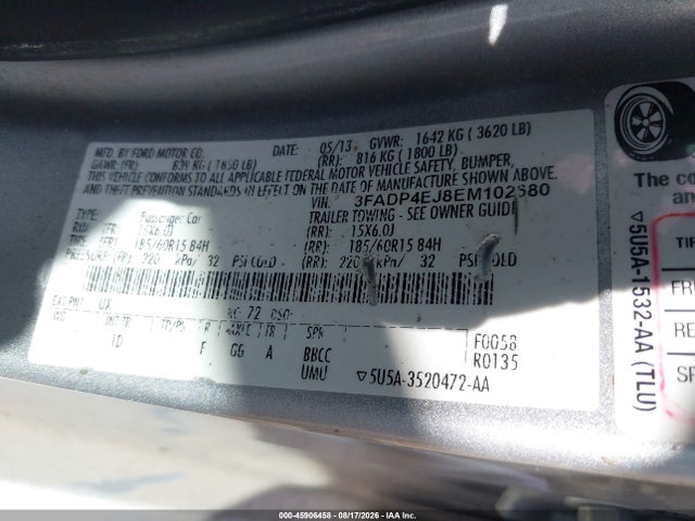 Продаж на аукціоні авто 2014 Ford Fiesta Se, vin: 3FADP4EJ8EM102680, номер лоту: 45906458