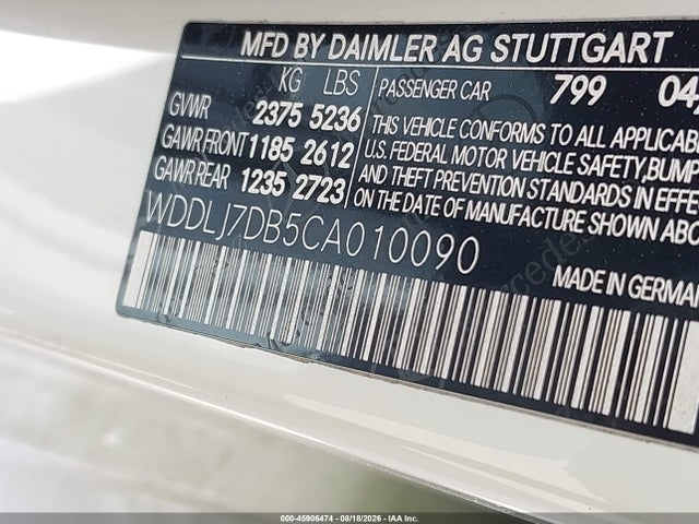 Aukcja sprzedaży 2012 Mercedes-benz Cls 550, vin: WDDLJ7DB5CA010090, numer aukcji: 45906474