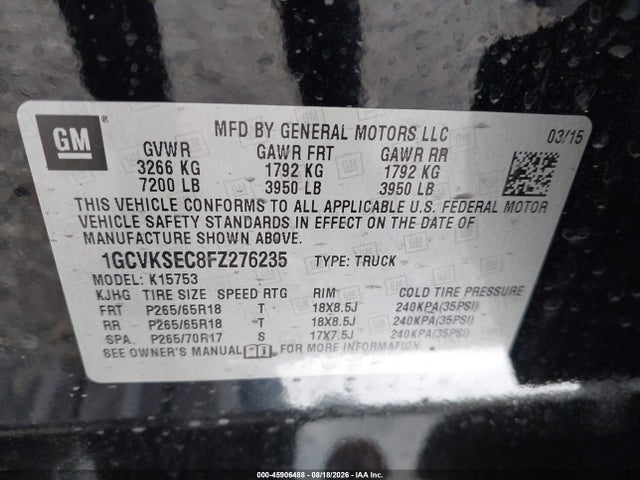 1GCVKSEC8FZ276235 Chevrolet Silverado 1500 Ltz