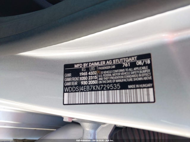 Aukcja sprzedaży 2019 Mercedes-benz Cla 250, vin: WDDSJ4EB7KN729535, numer aukcji: 45906544