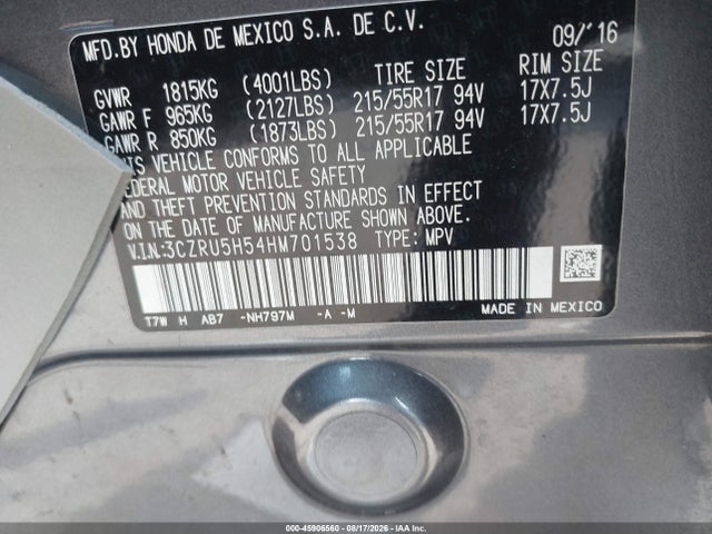 Honda HR-V EX 2017 3CZRU5H54HM701538 Image 9