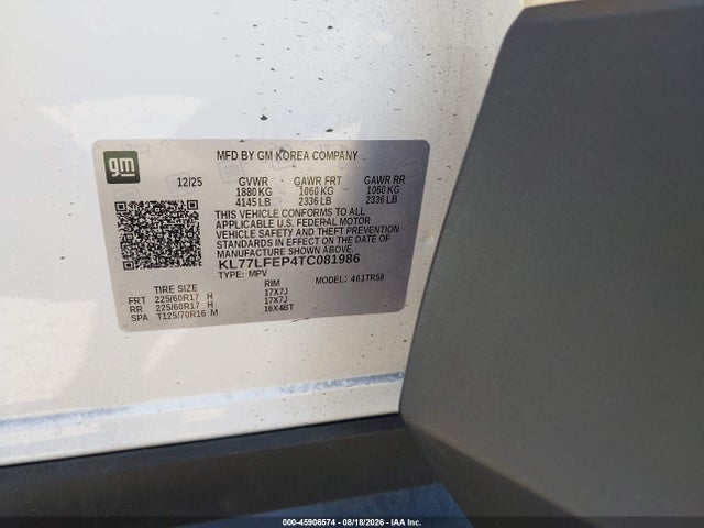 KL77LFEP4TC081986 Chevrolet Trax Fwd Ls