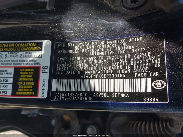 Продаж на аукціоні авто 2014 Toyota Camry Le, vin: 4T4BF1FK6ER339465, номер лоту: 45906613
