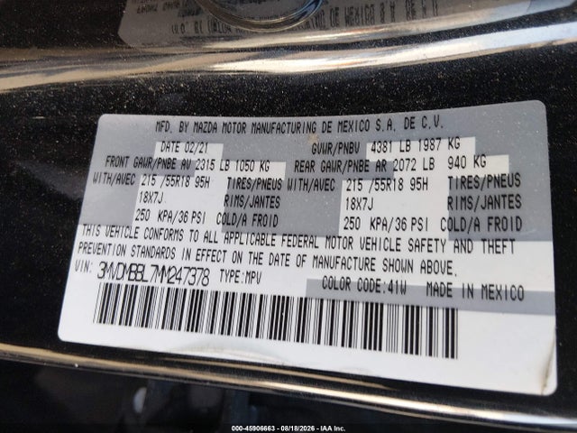 Продаж на аукціоні авто 2021 Mazda Cx-30 Select, vin: 3MVDMBBL7MM247378, номер лоту: 45906663