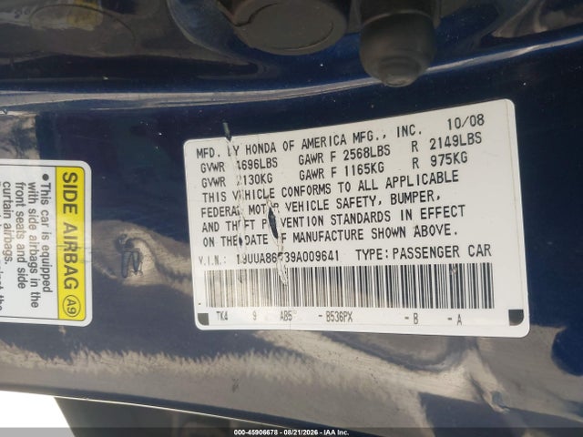 Продаж на аукціоні авто 2009 Acura Tl 3.5, vin: 19UUA86539A009641, номер лоту: 45906678