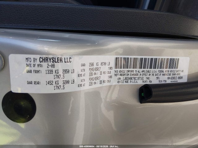 2008 Jeep Grand Cherokee Laredo მანქანა იყიდება აუქციონზე, vin: 1J8GS48K78C197161, აუქციონის ნომერი: 45906684