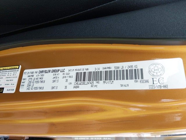 2014 Jeep Wrangler Unlimited Sahara მანქანა იყიდება აუქციონზე, vin: 1C4BJWEG9EL247425, აუქციონის ნომერი: 45906709
