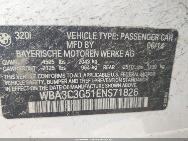 BMW 320i Xdrive 2014 WBA3C3G51ENS71826 Image 9
