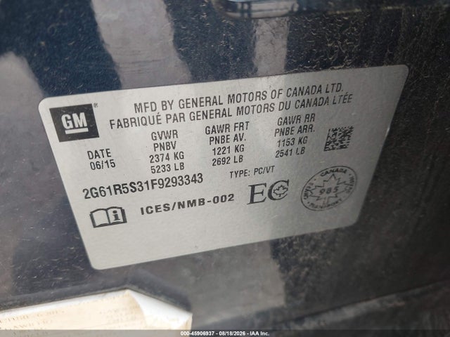 Продаж на аукціоні авто 2015 Cadillac Xts Premium, vin: 2G61R5S31F9293343, номер лоту: 45906937