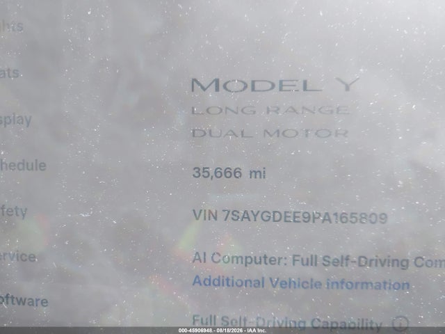Продаж на аукціоні авто 2023 Tesla Model Y Awd/long Range Dual Motor All-wheel Drive, vin: 7SAYGDEE9PA165809, номер лоту: 45906948