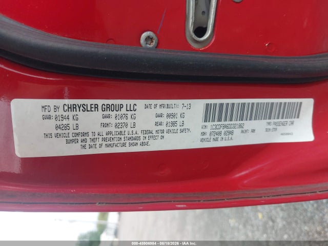 Aukcja sprzedaży 2013 Dodge Dart Sxt, vin: 1C3CDFBA6DD321862, numer aukcji: 45906984