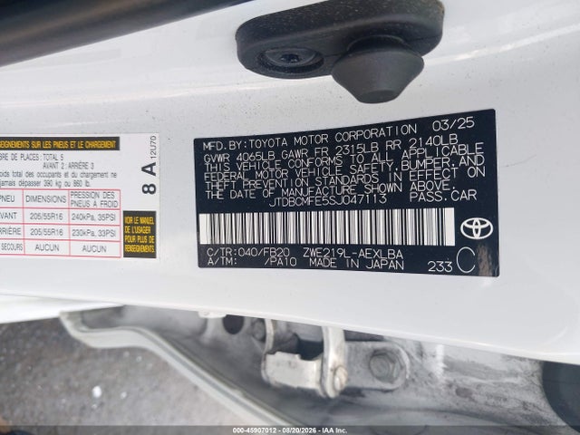 Toyota Corolla Hybrid Le 2025 JTDBCMFE5SJ047113 Image 9