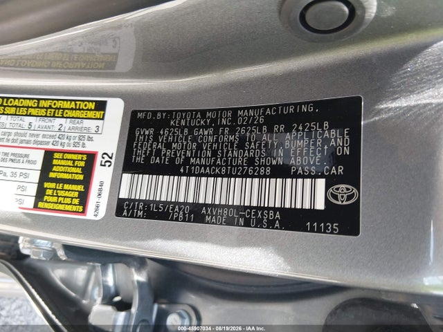 Продаж на аукціоні авто 2026 Toyota Camry Se, vin: 4T1DAACK8TU276288, номер лоту: 45907034