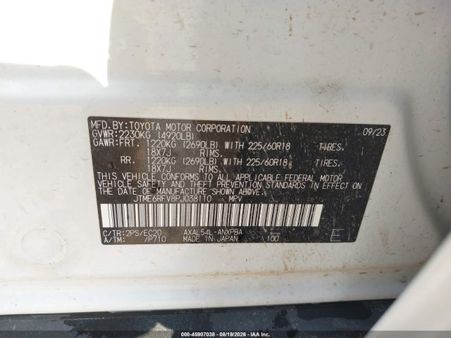 Aukcja sprzedaży 2023 Toyota Rav4 Hybrid Xse, vin: JTME6RFV8PJ038110, numer aukcji: 45907038