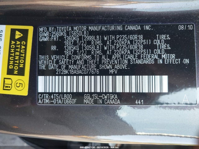 Продаж на аукціоні авто 2010 Lexus Rx 350, vin: 2T2BK1BA9AC077676, номер лоту: 45907130
