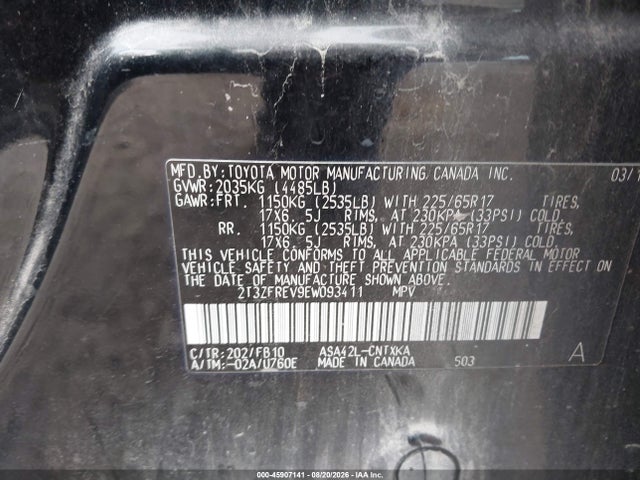Продажа на аукционе авто 2014 Toyota Rav4 Le, vin: 2T3ZFREV9EW093411, номер лота: 45907141
