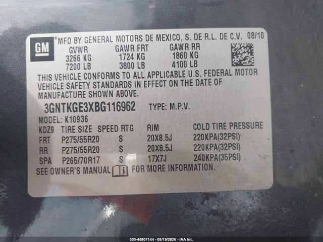 Продажа на аукционе авто 2011 Chevrolet Avalanche 1500 Ltz, vin: 3GNTKGE3XBG116962, номер лота: 45907144