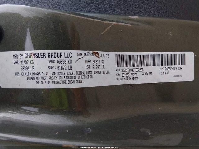 2012 Fiat 500 Pop მანქანა იყიდება აუქციონზე, vin: 3C3CFFAR4CT382038, აუქციონის ნომერი: 45907148