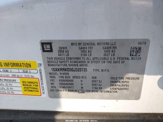 GMC Acadia Slt-1 2016 1GKKRRKD3GJ328735 Image 9