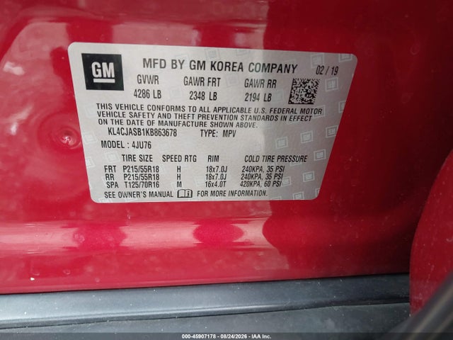 Aukcja sprzedaży 2019 Buick Encore Fwd Preferred, vin: KL4CJASB1KB863678, numer aukcji: 45907178