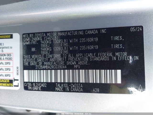 Продаж на аукціоні авто 2024 Lexus Rx 350 Premium, vin: 2T2BAMBA2RC039044, номер лоту: 45907230