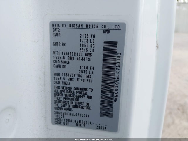 Продажа на аукционе авто 2020 Nissan Nv200  Cargo Sv Xtronic Cvt, vin: 3N6CM0KN6LK710041, номер лота: 45907262