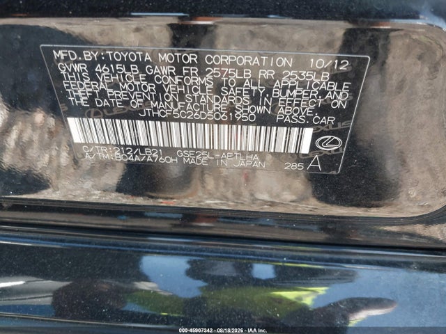 Продаж на аукціоні авто 2013 Lexus Is 250, vin: JTHCF5C26D5061950, номер лоту: 45907342
