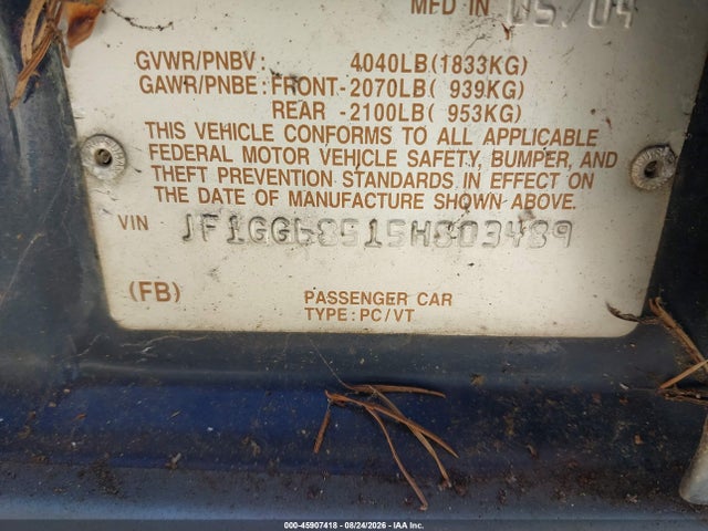2005 Subaru Impreza Outback Sport Base W/special Edition მანქანა იყიდება აუქციონზე, vin: JF1GG68515H803489, აუქციონის ნომერი: 45907418