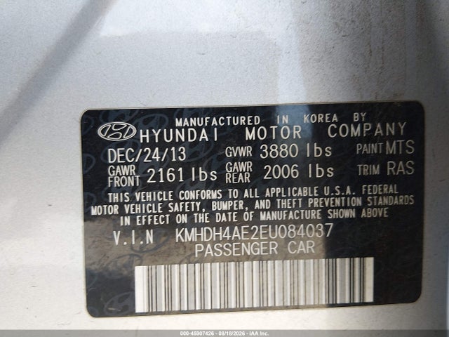 Hyundai ELANTRA SE 2014 KMHDH4AE2EU084037 Image 9