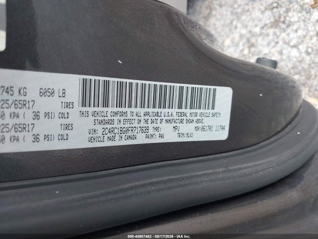 Продаж на аукціоні авто 2015 Chrysler Town & Country Touring, vin: 2C4RC1BG0FR717639, номер лоту: 45907462