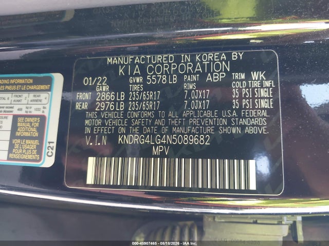 Продажа на аукционе авто 2022 Kia Sorento Hybrid S, vin: KNDRG4LG4N5089682, номер лота: 45907465