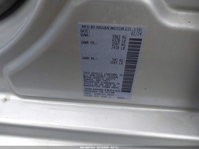 1N4BL4DV4RN389440 Nissan Altima Sv Fwd