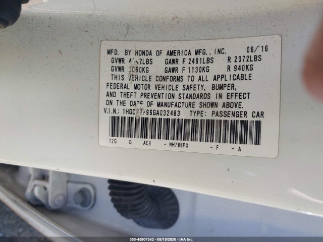 Aukcja sprzedaży 2016 Honda Accord Touring, vin: 1HGCR3F96GA032483, numer aukcji: 45907542