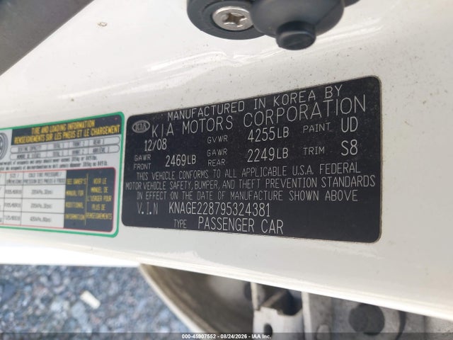 Продаж на аукціоні авто 2009 Kia Optima Lx, vin: KNAGE228795324381, номер лоту: 45907552