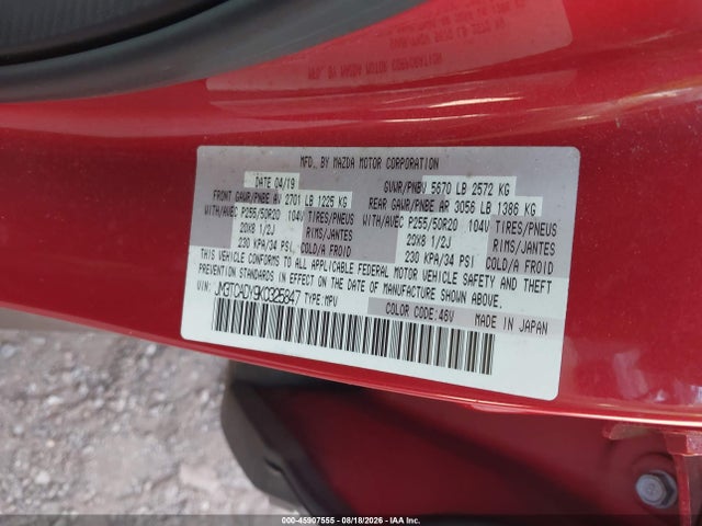 Продажа на аукционе авто 2019 Mazda Cx-9 Grand Touring, vin: JM3TCADY9K0325847, номер лота: 45907555