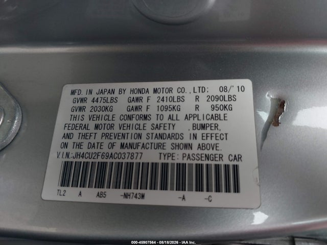 Продаж на аукціоні авто 2010 Acura Tsx 2.4, vin: JH4CU2F69AC037877, номер лоту: 45907564