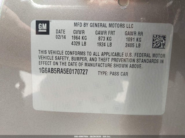 Aukcja sprzedaży 2014 Cadillac Ats Luxury, vin: 1G6AB5RA5E0170727, numer aukcji: 45907654