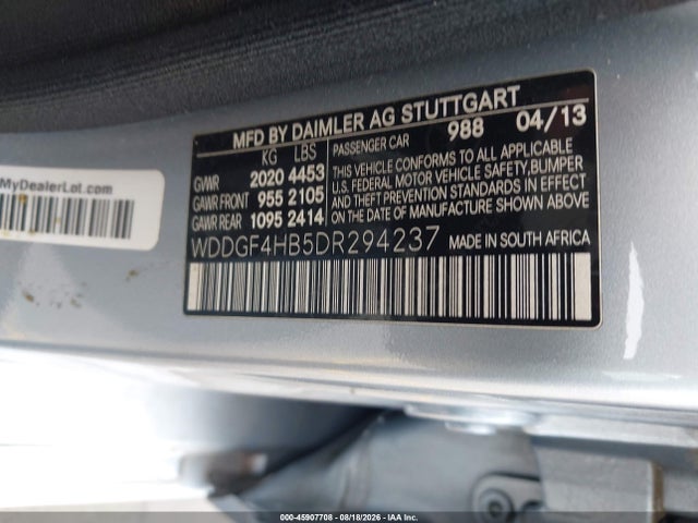 Aukcja sprzedaży 2013 Mercedes-benz C 250 Sport, vin: WDDGF4HB5DR294237, numer aukcji: 45907708