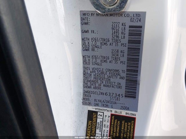 Nissan Frontier King Cab S 4x2 2024 1N6ED1CL2RN637345 Image 9