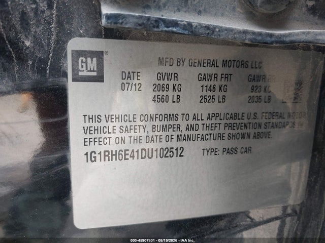 Продаж на аукціоні авто 2013 Chevrolet Volt, vin: 1G1RH6E41DU102512, номер лоту: 45907801