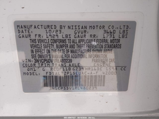 Aukcja sprzedaży 2024 Nissan Kicks Sr Xtronic Cvt, vin: 3N1CP5DV1RL480239, numer aukcji: 45907827